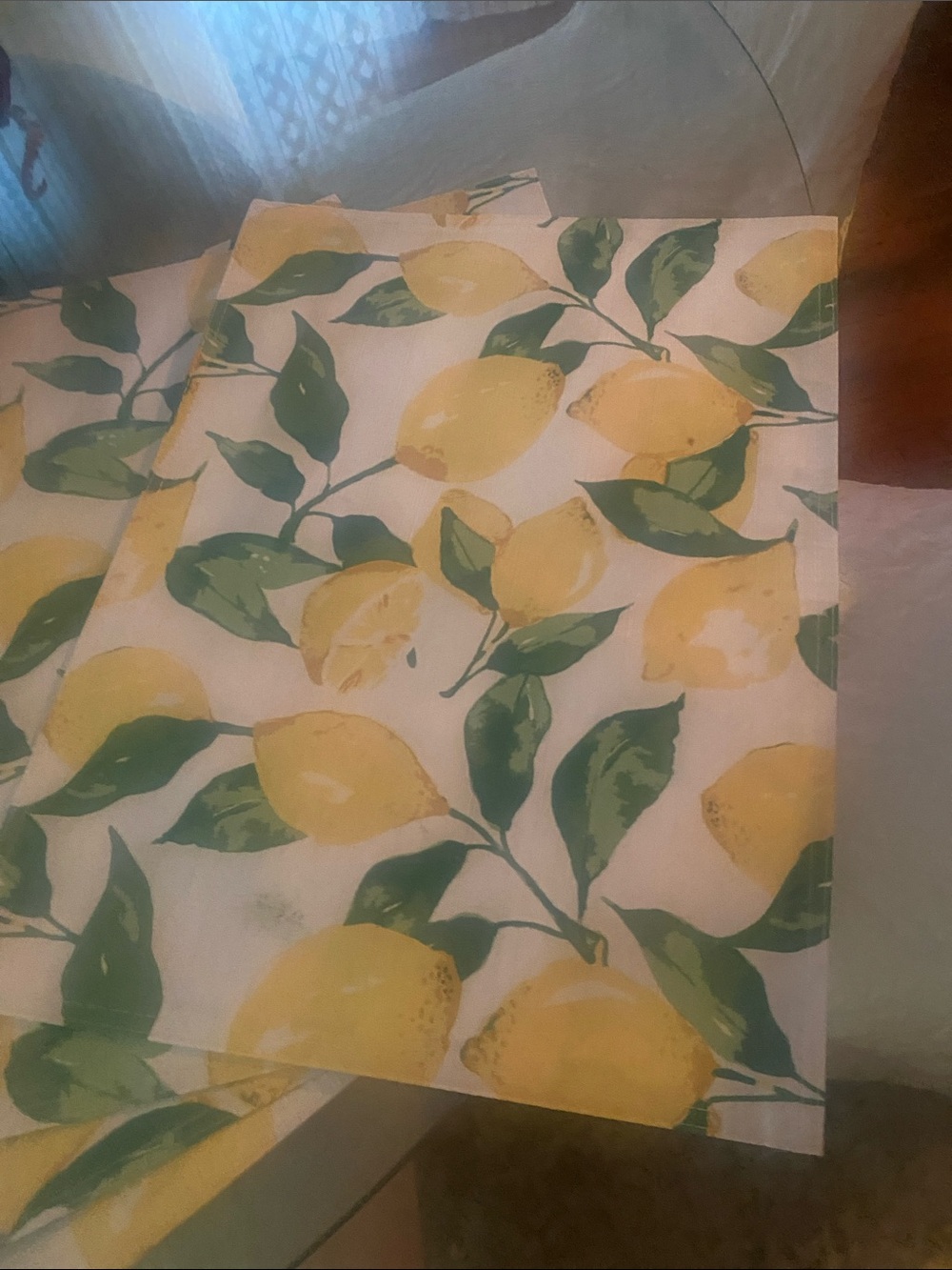 Lemon Print Table Runner or Placemat - Yellow & Green